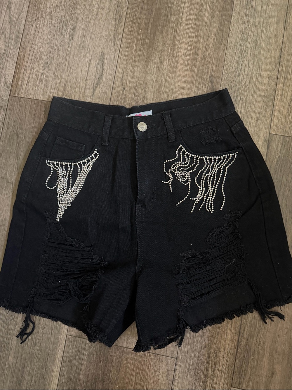 Black Rhinestone Fringe Denim Shorts | Western Glam Shorts | Cowgirl Style